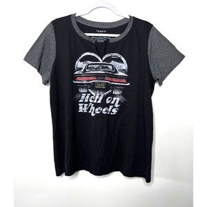 Torrid Top Womens 1X Gray Short Sleeve Hell On Wheels Tee Shirt